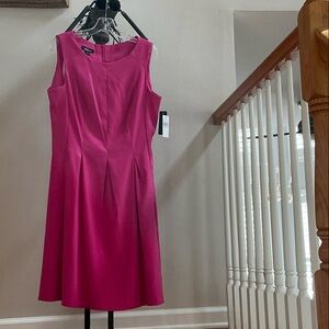 AGB Sleeveless Magenta Fit-and-Flare knee-length dress